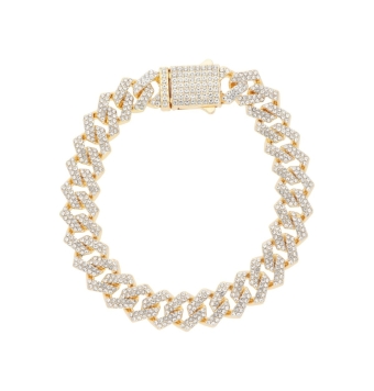 PULSERA LISKA HOMBRE ACERO IP DORADO CON CIRCONITAS BLANCAS ANCHO 13 MILÍMETROS LARGO 20 CENTÍMETROS (1)