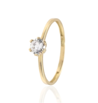 ANILLO ESTILO SOLITARIO MUJER ORO AMARILLO 18 KILATES CIRCONITA BLANCA 4 MILÍMETROS SEIS GARRAS