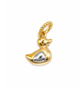 COLGANTE PLATA DE LEY 925 BICOLOR CHAPADO DORADO PATITO CON CORAZÓN 13X7 MILÍMETROS