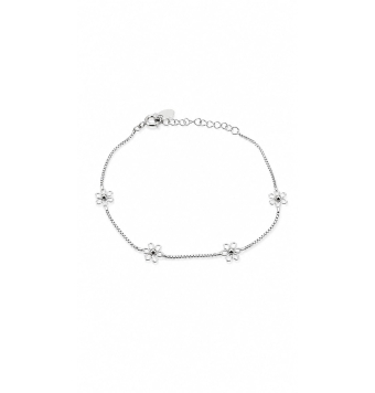 PULSERA ATLÁNTIDA MUJER PLATA DE LEY 925 CON 4 FLORES 6 MILÍMETROS CADENA VENECIANA ANCHO 1 MILÍMETRO LARGO 15-18 CENTÍMETROS AJ