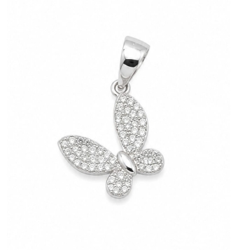 COLGANTE PLATA DE LEY 925 MARIPOSA CON CIRCONITAS BLANCAS 22X13 MILÍMETROS