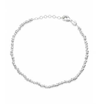 PULSERA MUJER PLATA DE LEY 925 BOLAS BRILLANTES ANCHO 3 MILÍMETROS LARGO 16-19 CENTÍMETROS AJUSTABLE