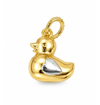 COLGANTE PLATA DE LEY 925 BICOLOR CHAPADO DORADO PATITO ALA EN FORMA DE CORAZÓN 15X12 MILÍMETROS