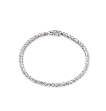 PULSERA MUJER PLATA DE LEY 925 ARTICULADA CHATÓN PIEDRAS BLANCAS ANCHO 3.5 MILÍMETROS LARGO 20 CENTÍMETROS