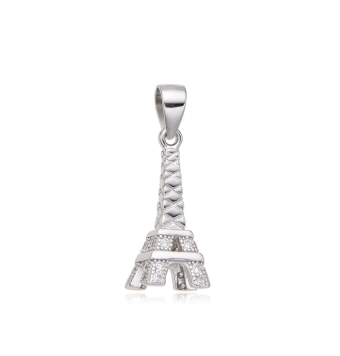 COLGANTE PLATA DE LEY 925 TORRE EIFFEL CON CIRCONITAS BLANCAS 22X6 MILÍMETROS
