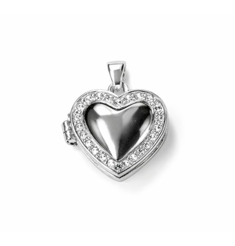 COLGANTE MUJER PLATA DE LEY 925 CORAZÓN PORTA FOTOS CON CIRCONITAS BLANCAS 18X16 MILÍMETROS