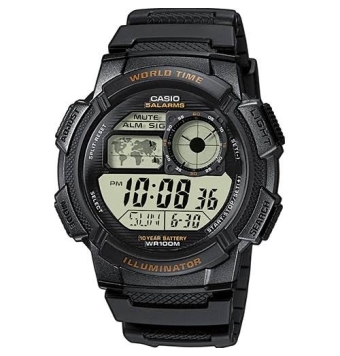 RELOJ CASIO DIGITAL HOMBRE CORREA CAUCHO NEGRA CAJA RESINA 48.2 × 45 × 13.8 mm LUZ LED