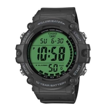 RELOJ CASIO DIGITAL HOMBRE CORREA CAUCHO NEGRA CAJA RESINA NEGRA 54.4 × 51.3 × 15.8 mm LUZ LED