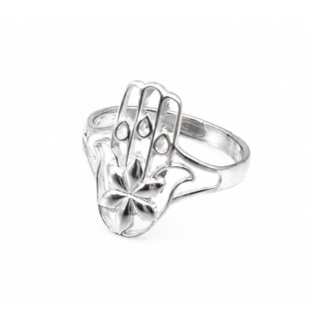 ANILLO MUJER PLATA DE LEY 925 MANO DE FATIMA FLOR 19 MILÍMETROS