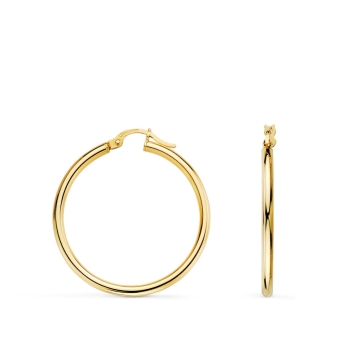 PENDIENTES MUJER ORO AMARILLO 9 KILATES ARO DE TUBO REDONDO DE 2X34 MILÍMETROS CIERRE ITALIANO