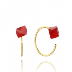 Pendientes plata chapado dorado con piedra ambar Viceroy