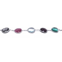 Pulsera de plata  piedra color