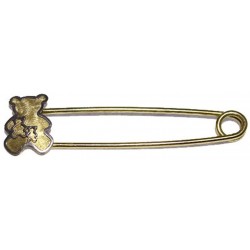 ARTICULO DE BEBE BROCHE IMPERDIBLE CON DETALLA DE OSITO MEDIDA TOTAL 32X8 MIIMETROS ORO BICOLOR 18 KILATES