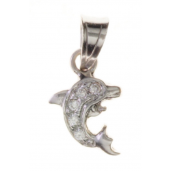 COLGANTE DELFIN ORO BLANCO CIRCONITAS ALTO 10 MM