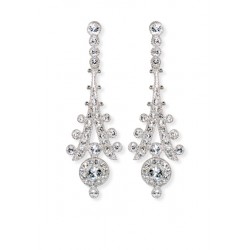 PENDIENTES MAXIMO BETRO LARGO ESTILO ETNICO CRISTALES DE SWAROVSKI BLANCOS 5 CENTIMETROS PLATA DE LEY 925