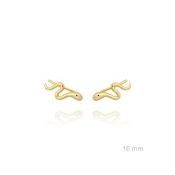 PENDIENTES PLATA DE LEY 925 CHAPADO DORADO TREPADOR FORMA DE SERPIENTE 20 MILIMETROS