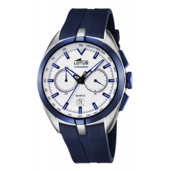 Reloj Lotus hombre correa de caucho azul esfera blanca multifunción (1)