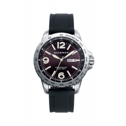 Reloj Viceroy hombre correa caucho negra caja acero esfera color berenjena