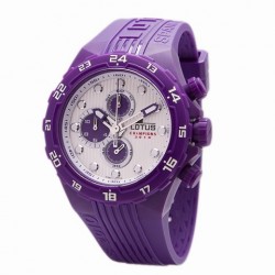 Reloj Lotus Hombre correa caucho lila esfera blanca España crono