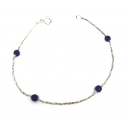 PULSERA PLATA CUATRO BOLAS AZUL LARGO 19 CM